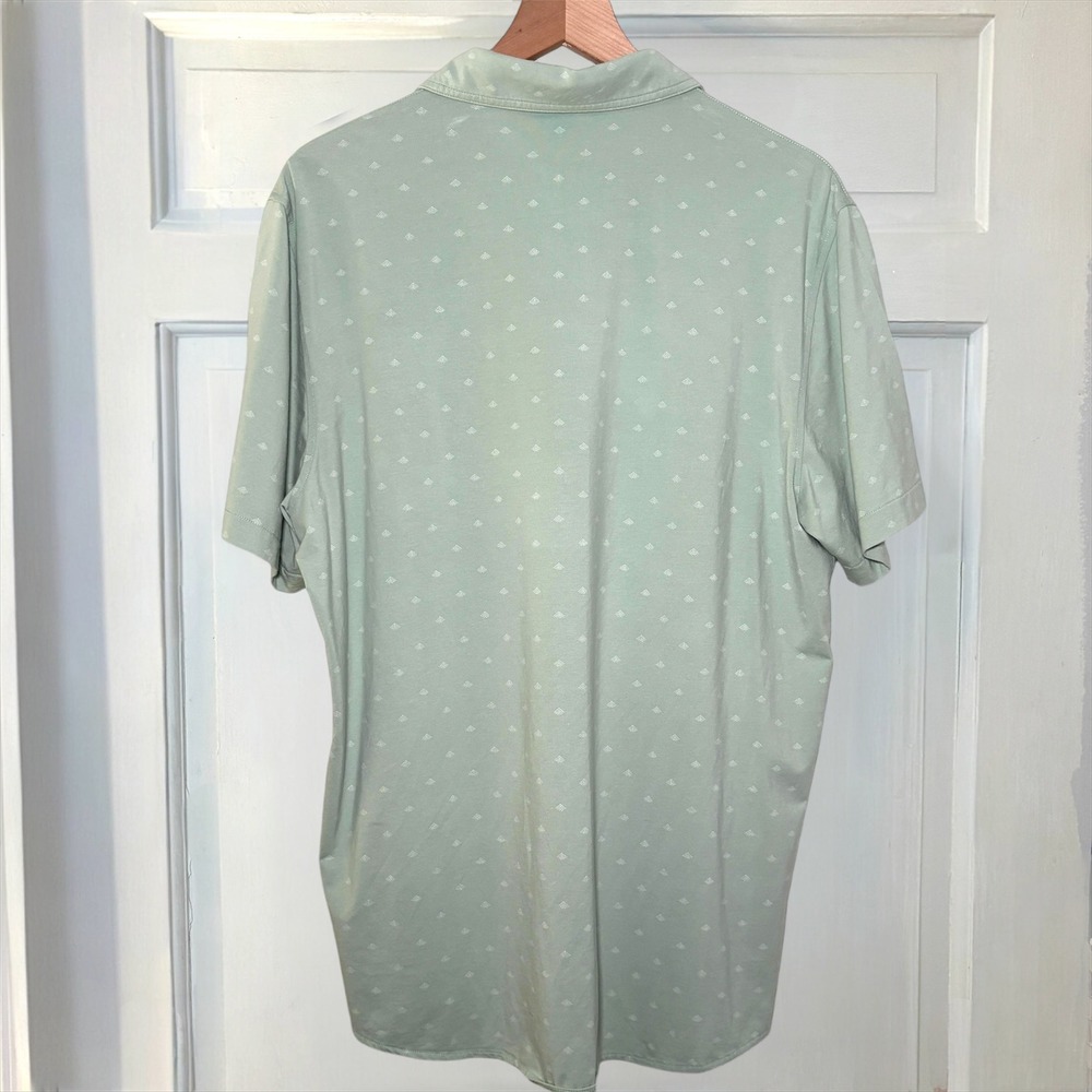 TravisMathew Button Up Golf Shirt Men L Light Green Geometric Print Short Sleeve - Picture 6 of 9